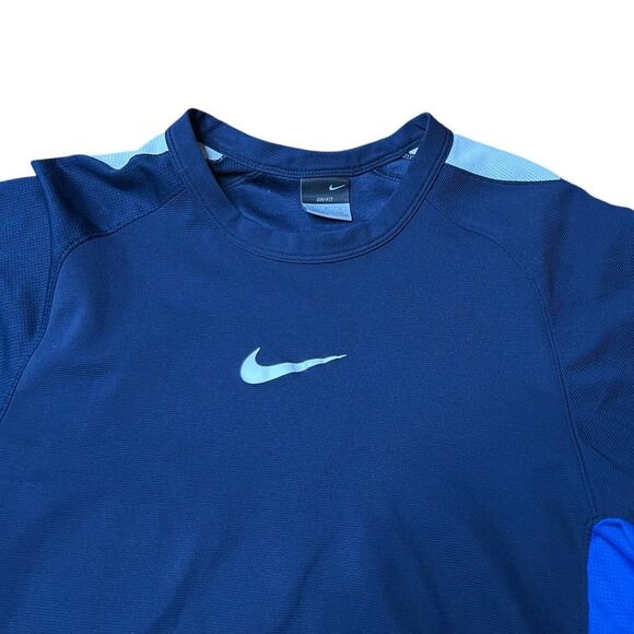 Vintage Y2K Nike Court Tennis Dri Fit Shirt Blue Medium - Picture 2 of 5